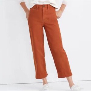 Madewell High Rise Wide Leg Slim Emmett Crop Pants Warm Nutmeg Size 34 Utility